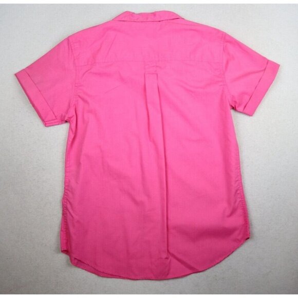 WOMEN'S PINK SHORT SLEEVE BUTTON-UP TOP - POCKETES - BASIC EDITIONS - SIZE S - Picture 6 of 7